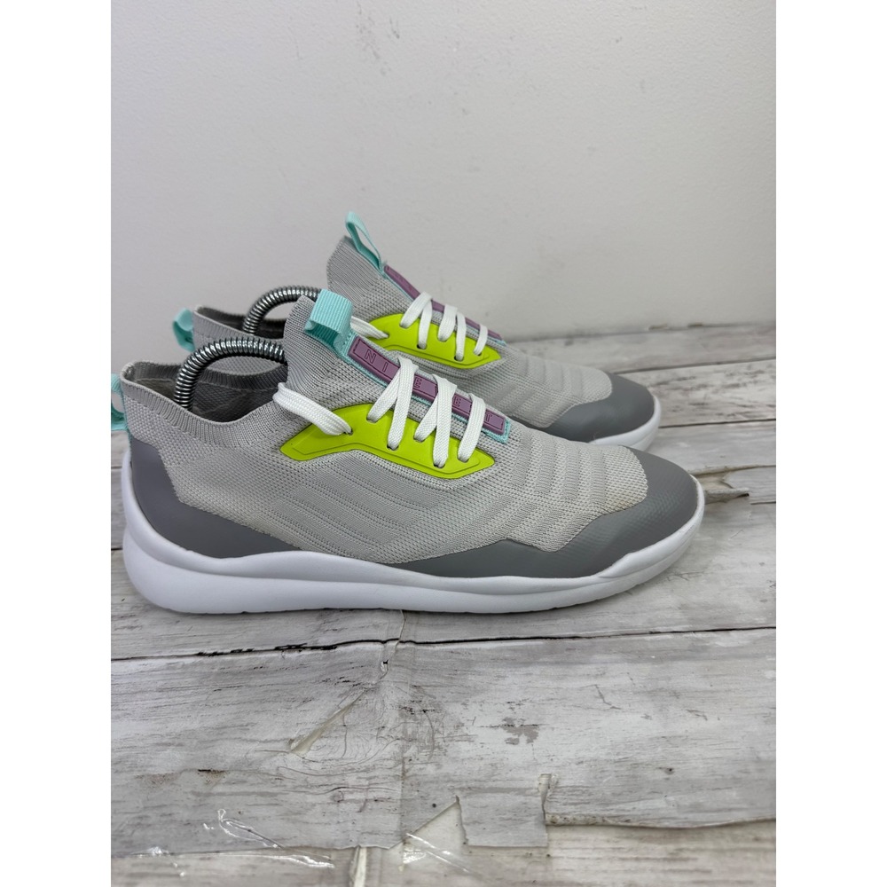 Nine West WNPLAY2 Womens Grey Lime Green Knit Athletic Sneakers Size 9M